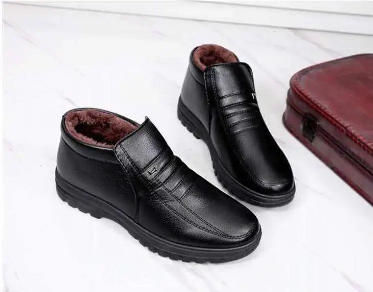 Winter Waterproof Men's Casual Leather Shoes Flannel High Top Slip-on Male Casual Shoes Rubber Warm Winter Shoes for Mens Winter Waterproof Men's Casual Leather Shoes Flannel High Top Slip-on Male Casual Shoes Rubber Warm Winter Shoes for Mens