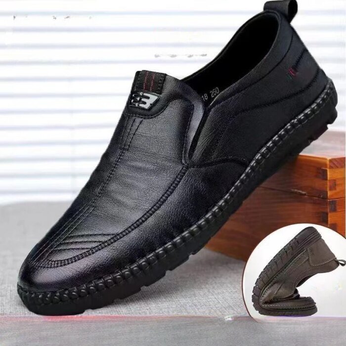 Mens PU Leather Loafers Non Slip Walking Flats Breathable Outdoor Slip on Casual Shoes for Male Work Office Driving Sneakers2 - Image 1
