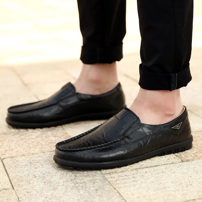 New Genuine Leather Men Casual Shoes Luxury Brand Mens Loafers Moccasins Breathable Slip on Black Driving Shoes Big Size 47 - Image 3