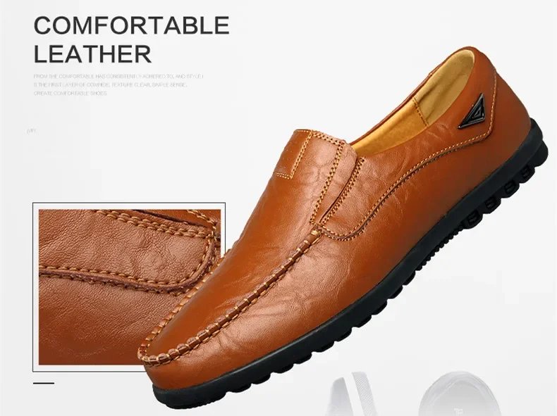 New Genuine Leather Men Casual Shoes Luxury Brand Mens Loafers Moccasins Breathable Slip on Black Driving Shoes Big Size 47
