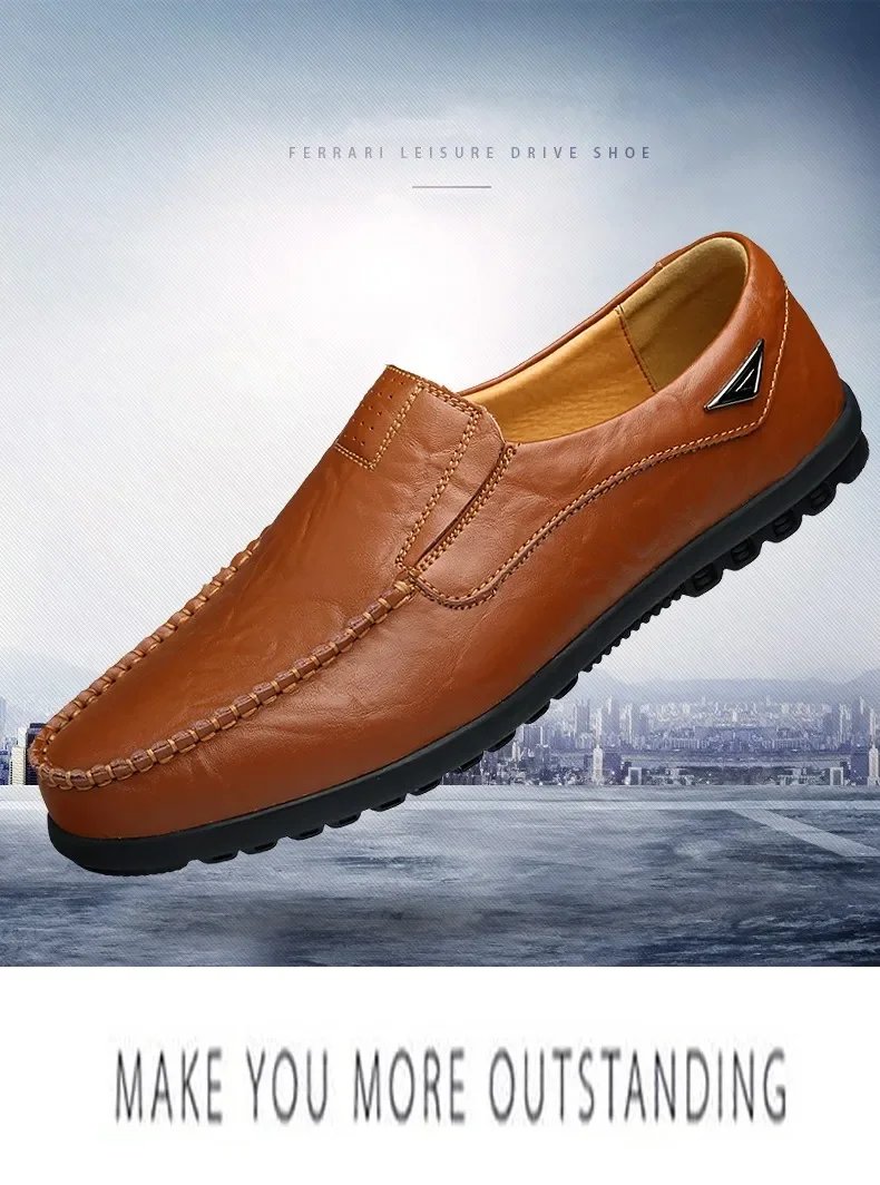 New Genuine Leather Men Casual Shoes Luxury Brand Mens Loafers Moccasins Breathable Slip on Black Driving Shoes Big Size 47