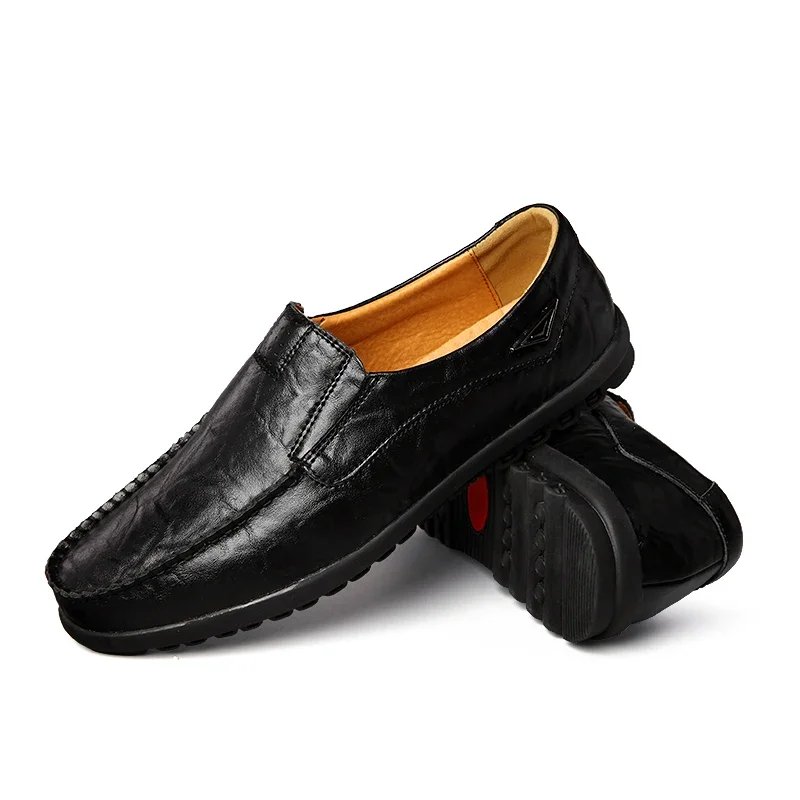 New Genuine Leather Men Casual Shoes Luxury Brand Mens Loafers Moccasins Breathable Slip on Black Driving Shoes Big Size 47
