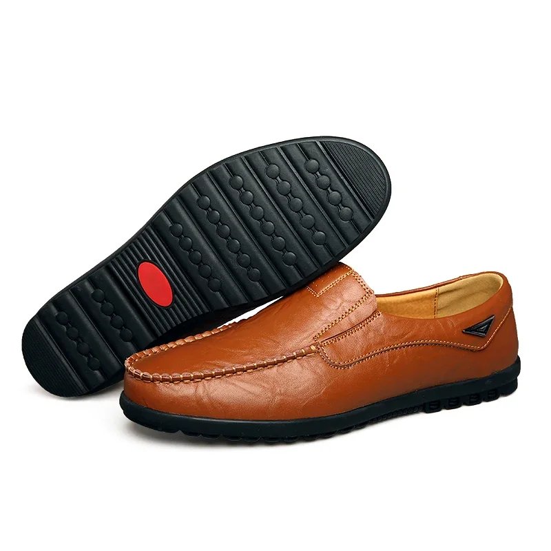 New Genuine Leather Men Casual Shoes Luxury Brand Mens Loafers Moccasins Breathable Slip on Black Driving Shoes Big Size 47