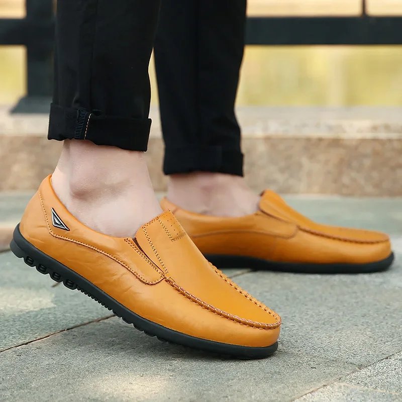New Genuine Leather Men Casual Shoes Luxury Brand Mens Loafers Moccasins Breathable Slip on Black Driving Shoes Big Size 47