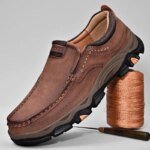 Men'S Shoes Slip-On Leather Shoe Soft Lightweight Non-Slip Soles Retro Casual 2025 New Outdoor Men'S Loafers - Image 6