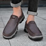 Men'S Shoes Slip-On Leather Shoe Soft Lightweight Non-Slip Soles Retro Casual 2025 New Outdoor Men'S Loafers - Image 3