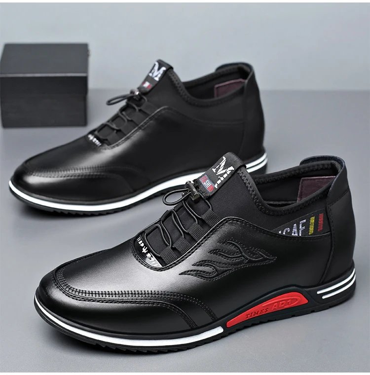 Men's Inner height increasing Soft Bottom Genuine Leather Shoes Waterproof casual shoes Breathable Odor-Destroying Leather Shoes