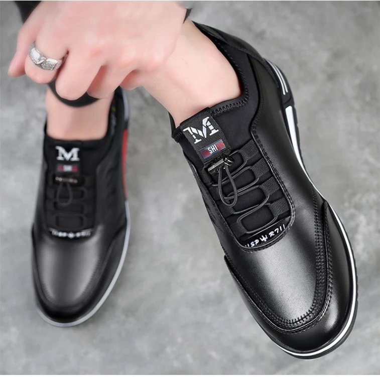 Men's Inner height increasing Soft Bottom Genuine Leather Shoes Waterproof casual shoes Breathable Odor-Destroying Leather Shoes