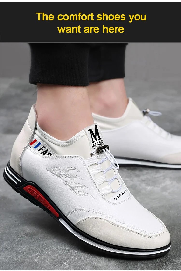 Men's Inner height increasing Soft Bottom Genuine Leather Shoes Waterproof casual shoes Breathable Odor-Destroying Leather Shoes
