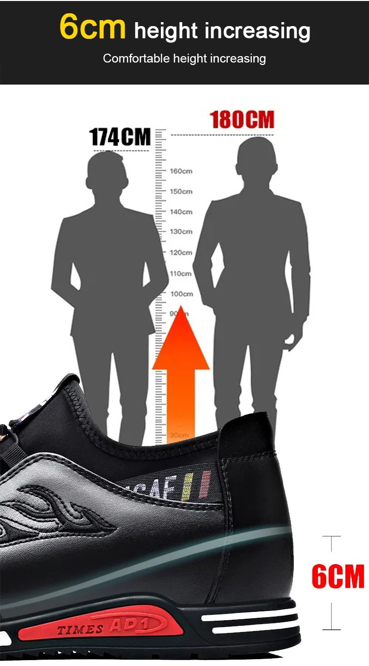 Men's Inner height increasing Soft Bottom Genuine Leather Shoes Waterproof casual shoes Breathable Odor-Destroying Leather Shoes