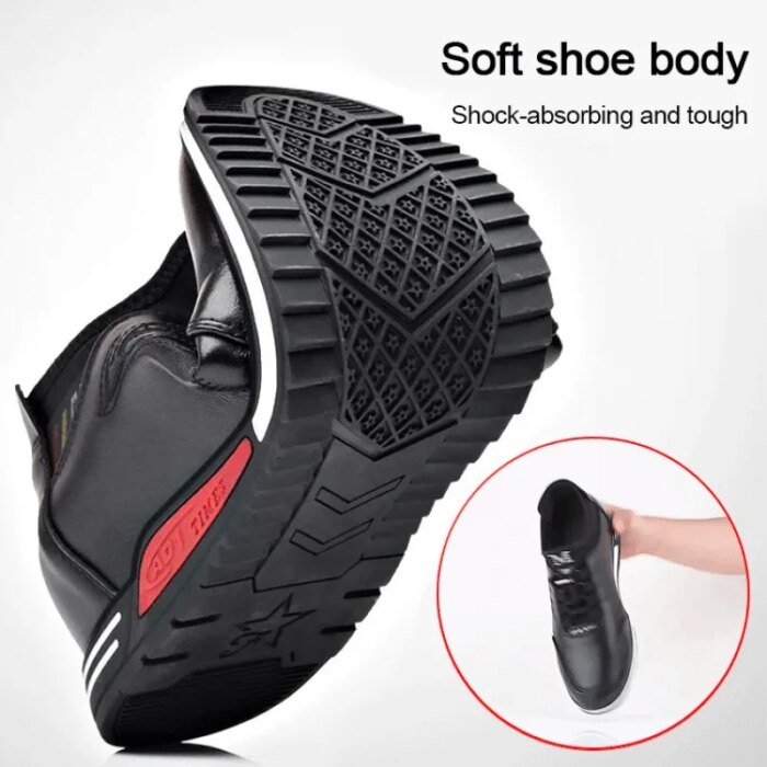 Men's Inner height increasing Soft Bottom Genuine Leather Shoes Waterproof casual shoes Breathable Odor-Destroying Leather Shoes - Image 3
