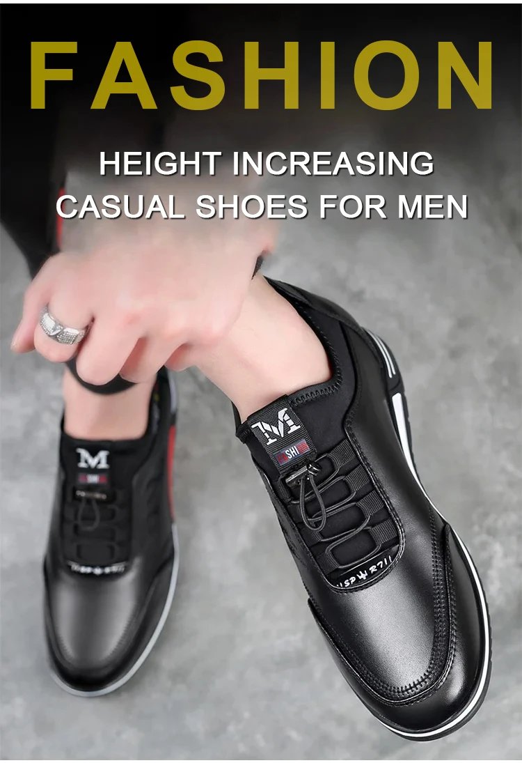 Men's Inner height increasing Soft Bottom Genuine Leather Shoes Waterproof casual shoes Breathable Odor-Destroying Leather Shoes