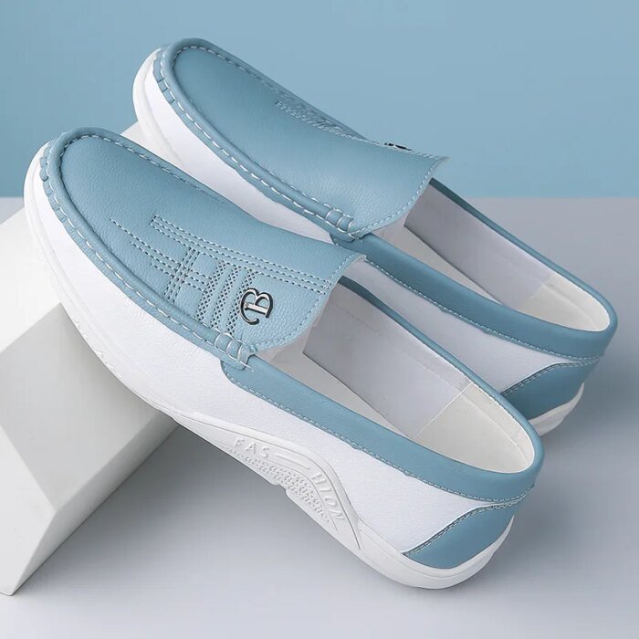 Men Cow Leather Casual Shoes Breathable White Sneakers Fashion Driving Walking Tennis Shoes for Male Flats Luxury Designer Shoes - Image 2