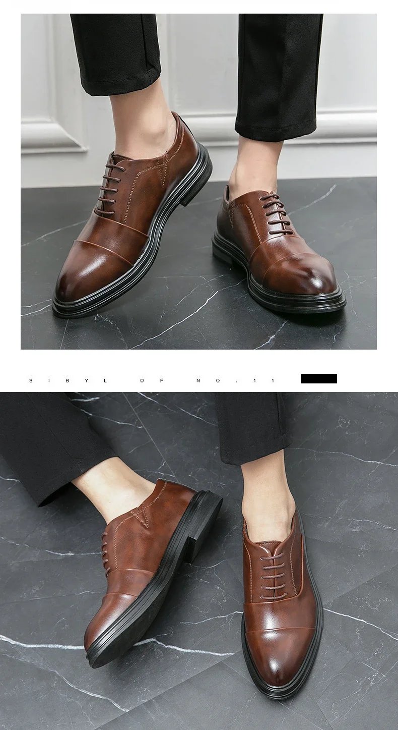 Men Genuine Leather Shoes Fashion Men Comfortable Daily Business Casual Formal Lace-up Men Dress Footwear Shoes Chaussure Homme