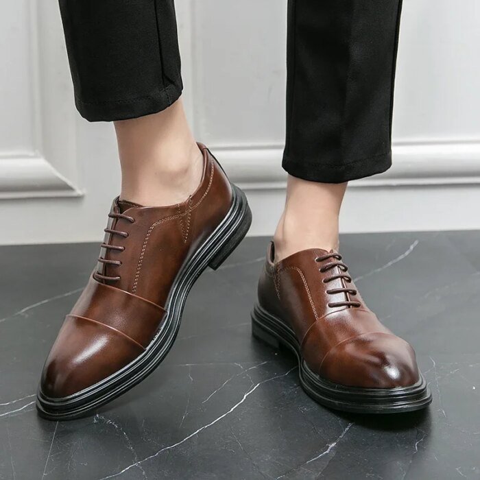 Men Genuine Leather Shoes Fashion Men Comfortable Daily Business Casual Formal Lace-up Men Dress Footwear Shoes Chaussure Homme - Image 4
