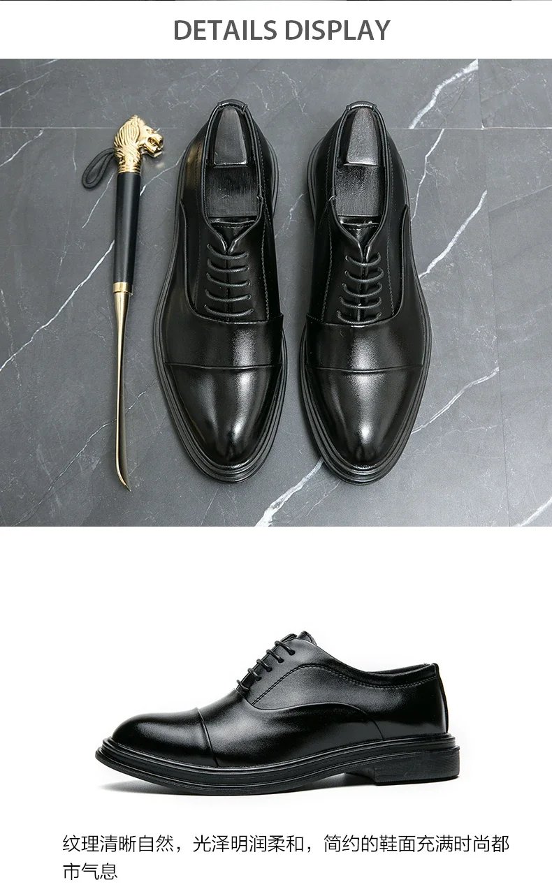 Men Genuine Leather Shoes Fashion Men Comfortable Daily Business Casual Formal Lace-up Men Dress Footwear Shoes Chaussure Homme