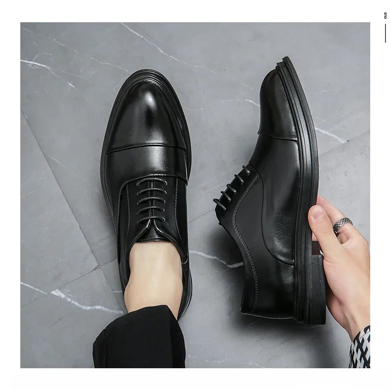 Men Genuine Leather Shoes Fashion Men Comfortable Daily Business Casual Formal Lace-up Men Dress Footwear Shoes Chaussure Homme