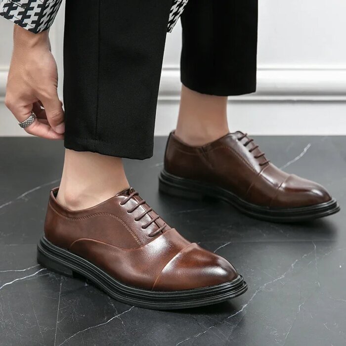 Men Genuine Leather Shoes Fashion Men Comfortable Daily Business Casual Formal Lace-up Men Dress Footwear Shoes Chaussure Homme - Image 5