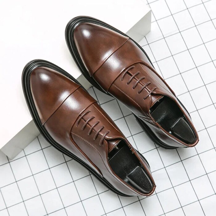 Men Genuine Leather Shoes Fashion Men Comfortable Daily Business Casual Formal Lace-up Men Dress Footwear Shoes Chaussure Homme - Image 3