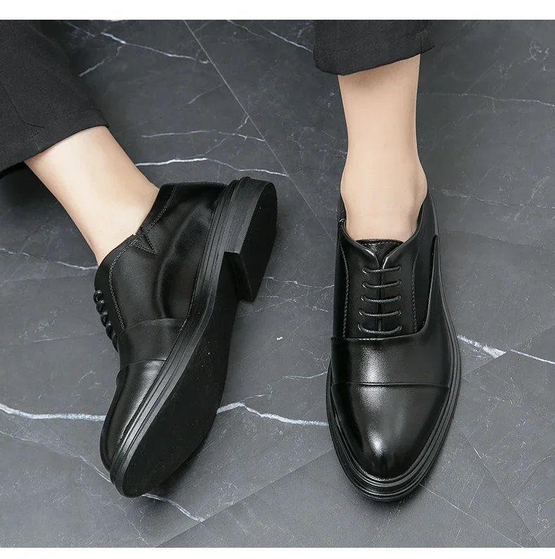 Men Genuine Leather Shoes Fashion Men Comfortable Daily Business Casual Formal Lace-up Men Dress Footwear Shoes Chaussure Homme
