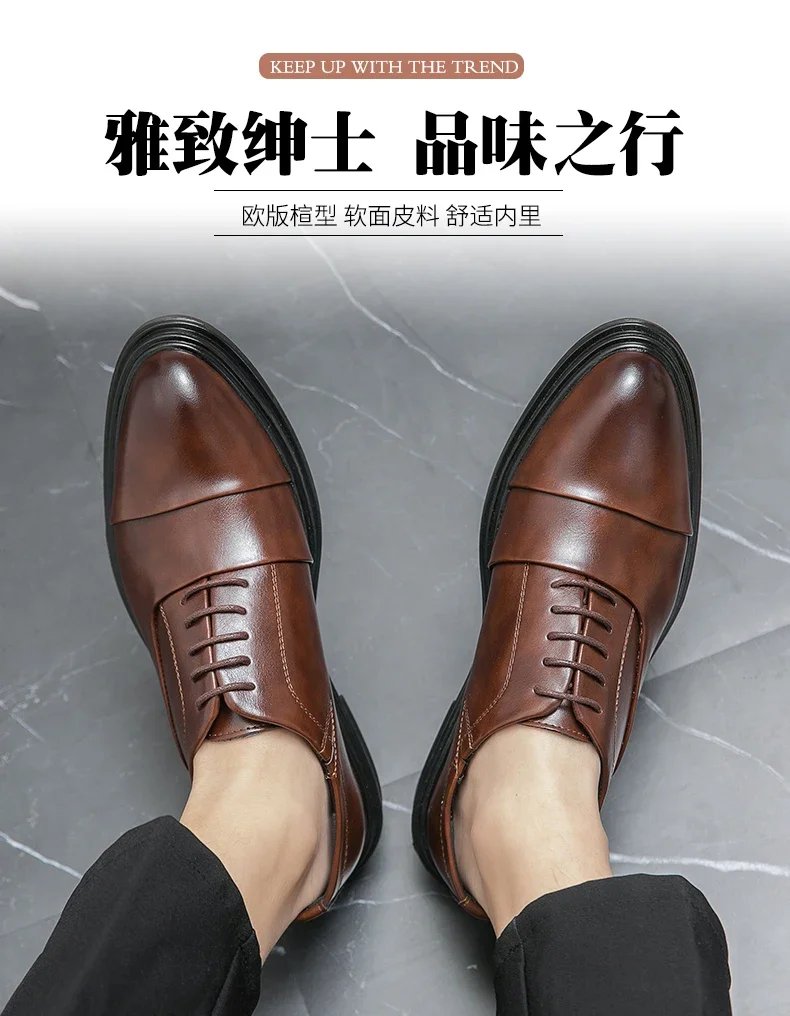Men Genuine Leather Shoes Fashion Men Comfortable Daily Business Casual Formal Lace-up Men Dress Footwear Shoes Chaussure Homme