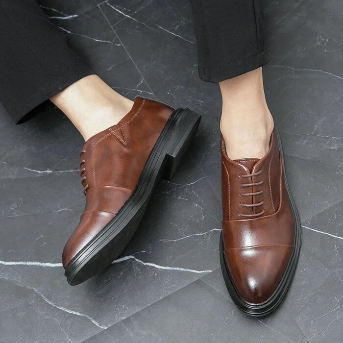 Men Genuine Leather Shoes Fashion Men Comfortable Daily Business Casual Formal Lace-up Men Dress Footwear Shoes Chaussure Homme - Image 6