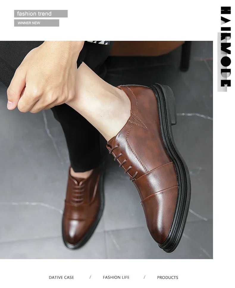 Men Genuine Leather Shoes Fashion Men Comfortable Daily Business Casual Formal Lace-up Men Dress Footwear Shoes Chaussure Homme