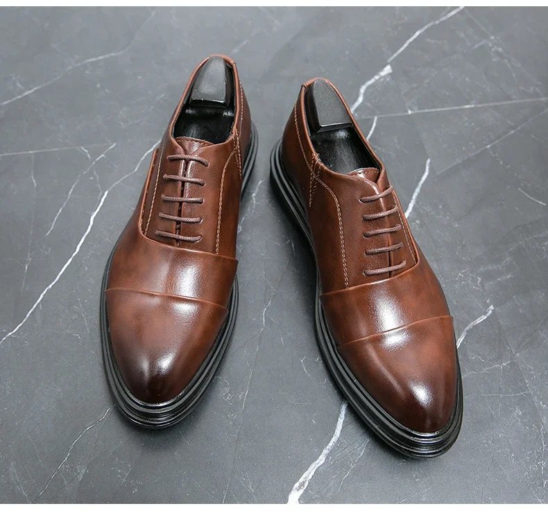 Men Genuine Leather Shoes Fashion Men Comfortable Daily Business Casual Formal Lace-up Men Dress Footwear Shoes Chaussure Homme