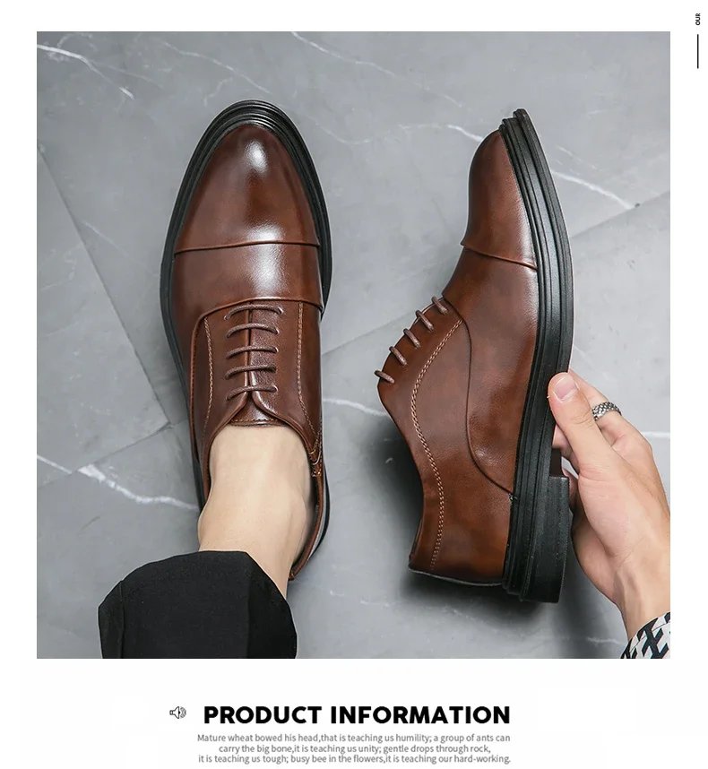 Men Genuine Leather Shoes Fashion Men Comfortable Daily Business Casual Formal Lace-up Men Dress Footwear Shoes Chaussure Homme