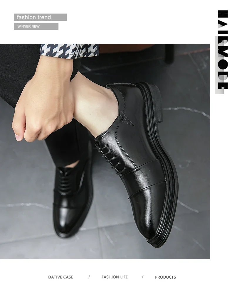 Men Genuine Leather Shoes Fashion Men Comfortable Daily Business Casual Formal Lace-up Men Dress Footwear Shoes Chaussure Homme