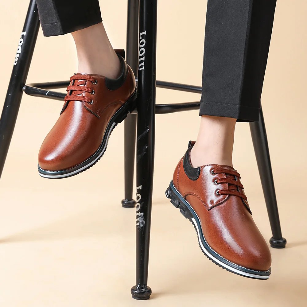 Luxury Men Business Shoes Brand Brown Leather Shoes for Men Comfor Fashion Office Dress Shoes High Quality Plus Size Men Loafers