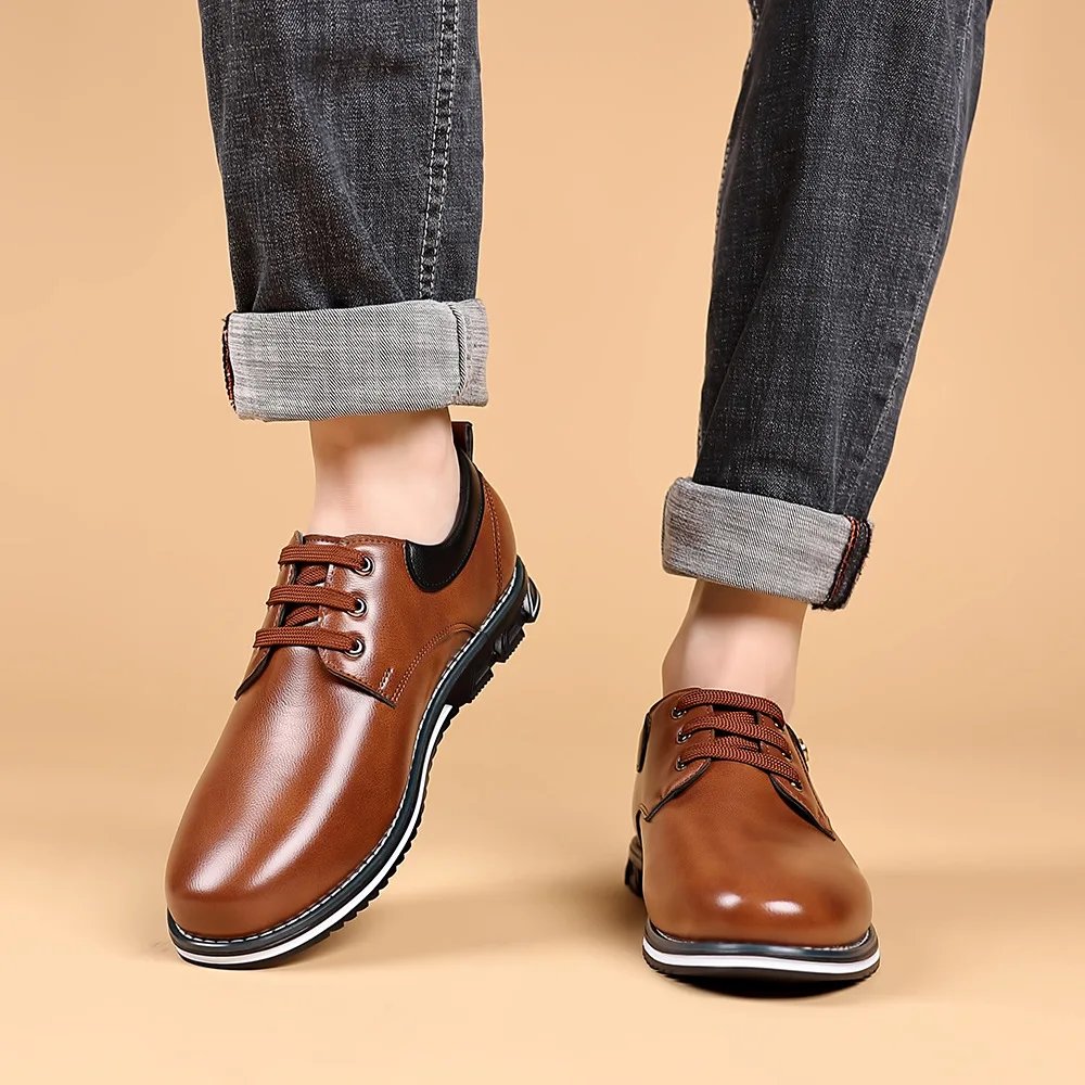 Luxury Men Business Shoes Brand Brown Leather Shoes for Men Comfor Fashion Office Dress Shoes High Quality Plus Size Men Loafers
