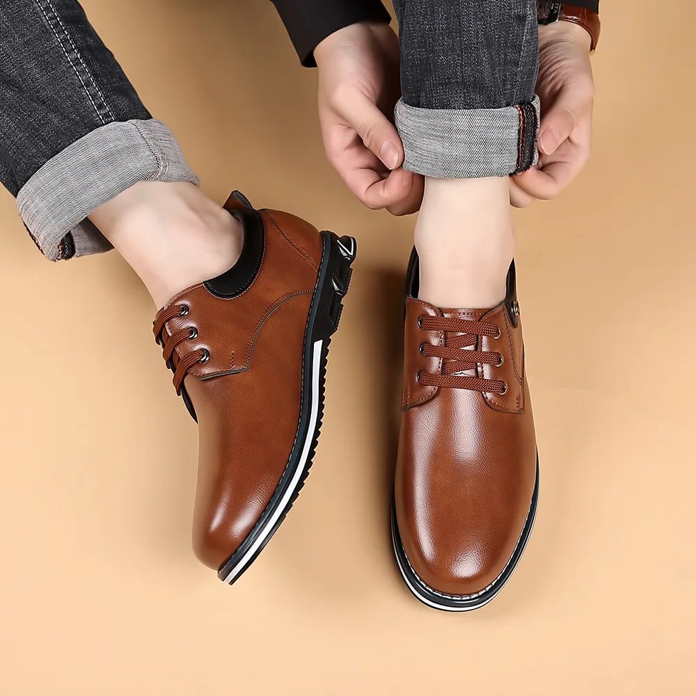 Luxury Men Business Shoes Brand Brown Leather Shoes for Men Comfor Fashion Office Dress Shoes High Quality Plus Size Men Loafers