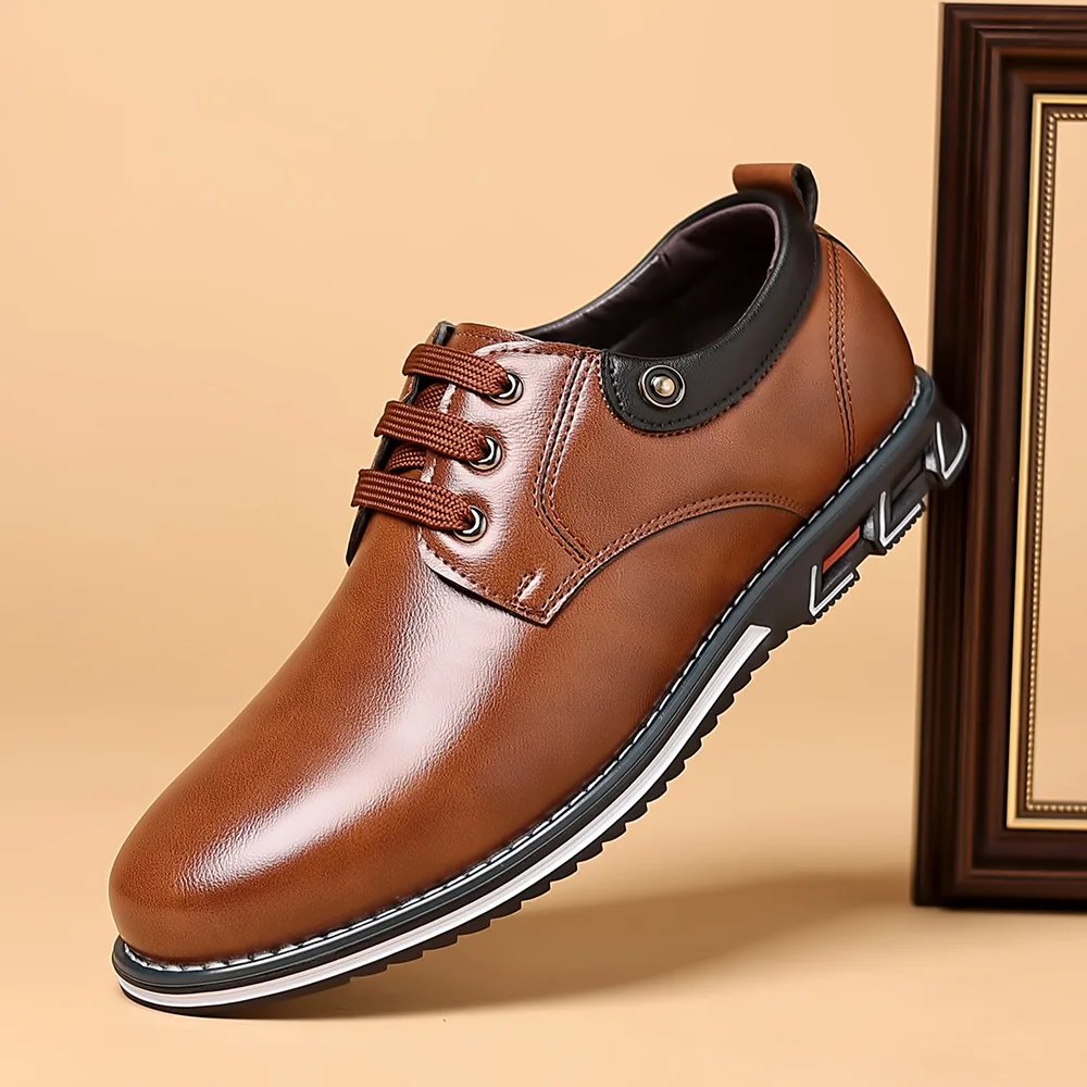 Luxury Men Business Shoes Brand Brown Leather Shoes for Men Comfor Fashion Office Dress Shoes High Quality Plus Size Men Loafers
