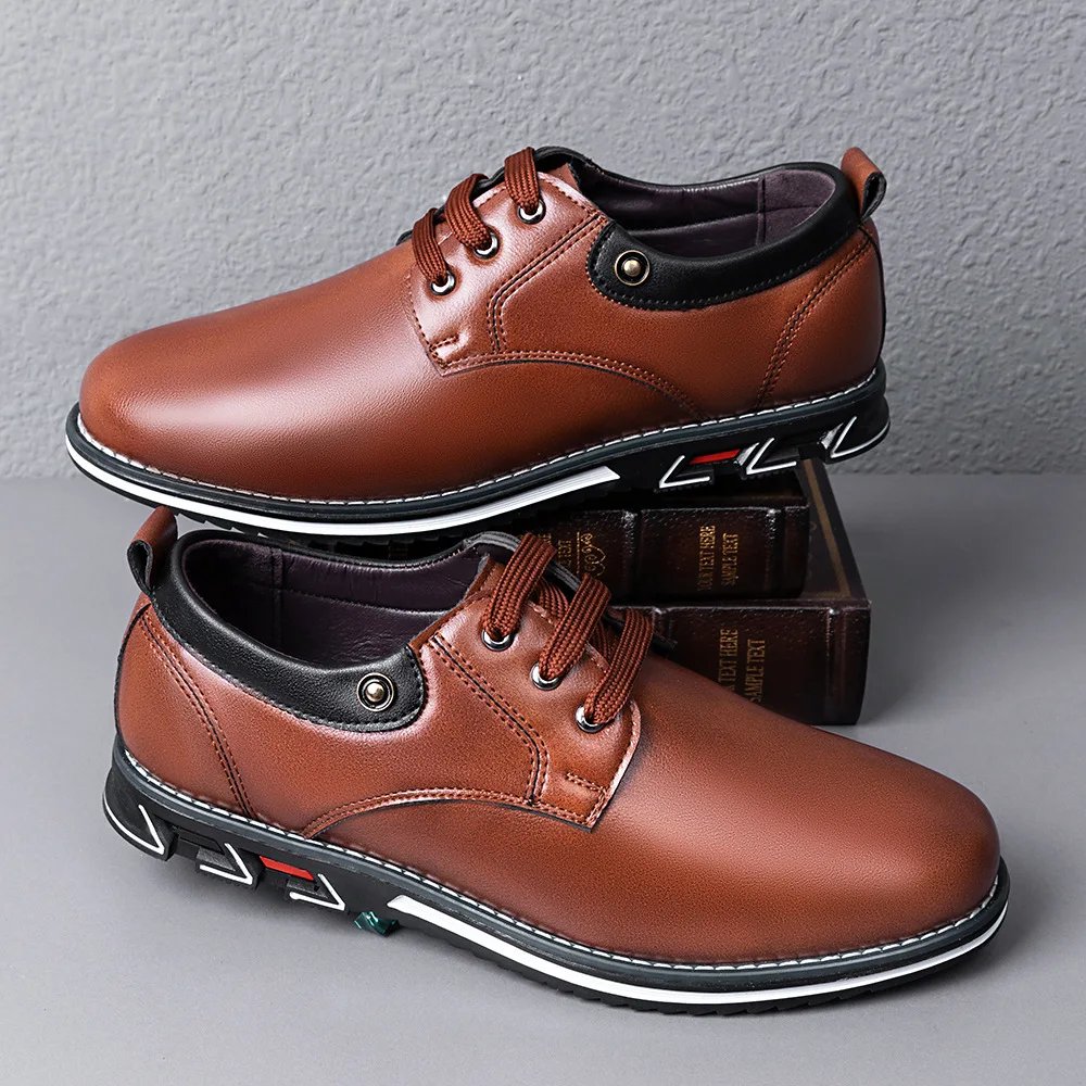 Luxury Men Business Shoes Brand Brown Leather Shoes for Men Comfor Fashion Office Dress Shoes High Quality Plus Size Men Loafers