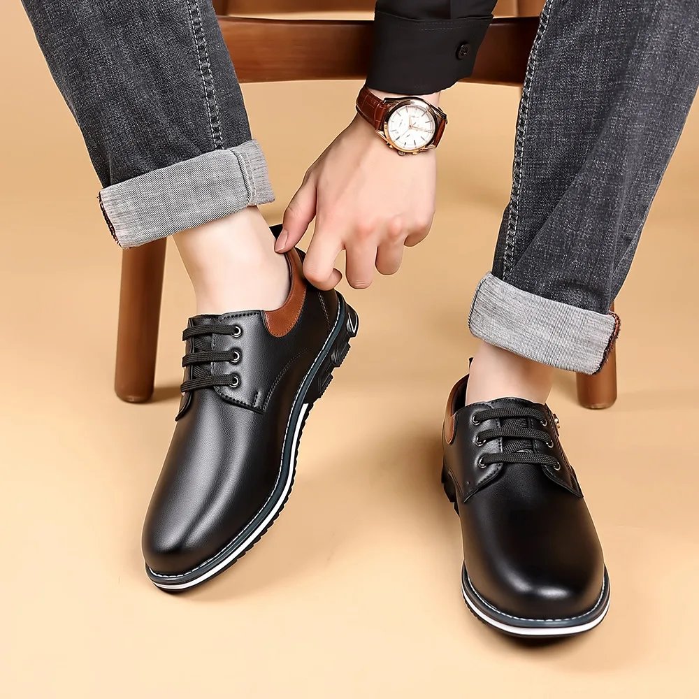 Luxury Men Business Shoes Brand Brown Leather Shoes for Men Comfor Fashion Office Dress Shoes High Quality Plus Size Men Loafers