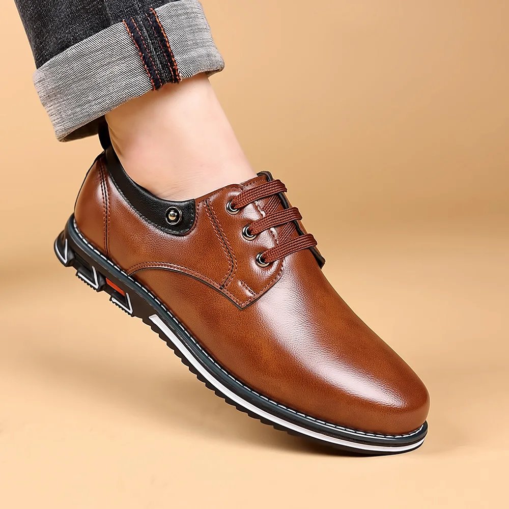 Luxury Men Business Shoes Brand Brown Leather Shoes for Men Comfor Fashion Office Dress Shoes High Quality Plus Size Men Loafers