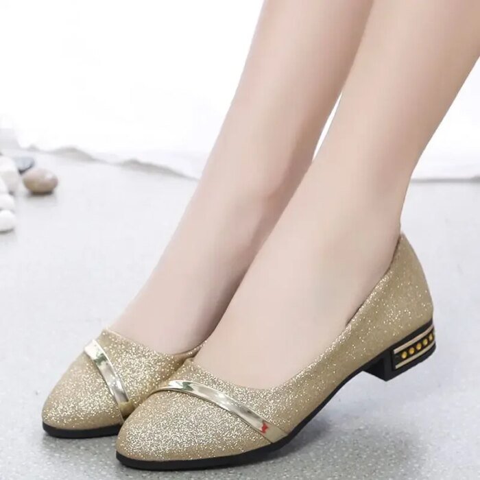Pointed Toe Low Heel Elegant Shoes for Women Woman Pumps Y2k Fashion Popular Dress Stylish Footwear Genuine Mark Casual Non Slip - Image 3
