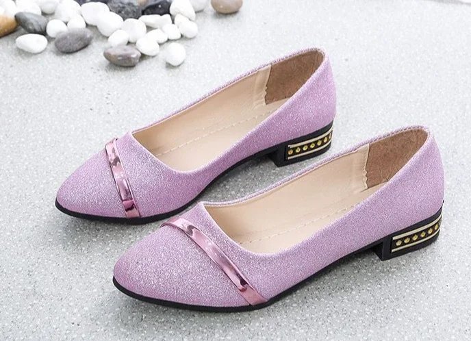Pointed Toe Low Heel Elegant Shoes for Women Woman Pumps Y2k Fashion Popular Dress Stylish Footwear Genuine Mark Casual Non Slip
