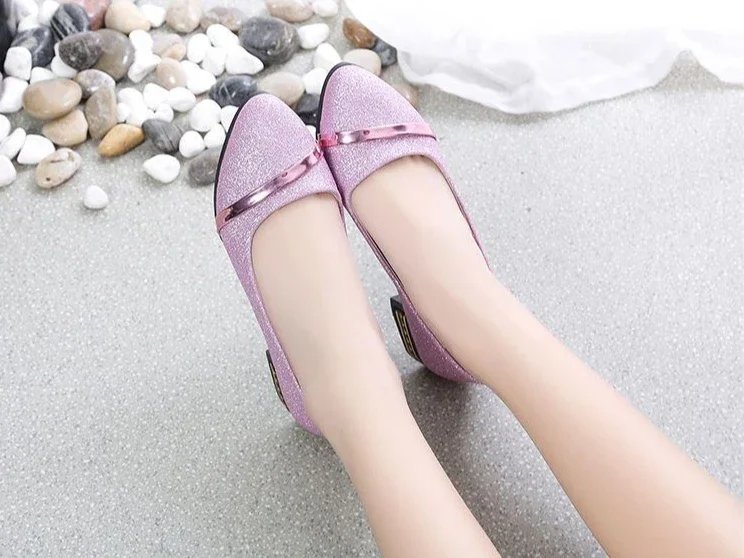 Pointed Toe Low Heel Elegant Shoes for Women Woman Pumps Y2k Fashion Popular Dress Stylish Footwear Genuine Mark Casual Non Slip