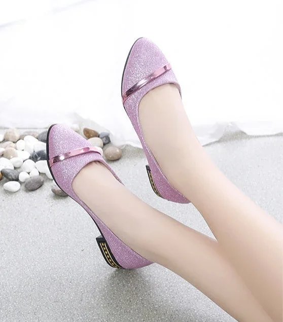 Pointed Toe Low Heel Elegant Shoes for Women Woman Pumps Y2k Fashion Popular Dress Stylish Footwear Genuine Mark Casual Non Slip
