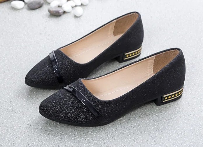 Pointed Toe Low Heel Elegant Shoes for Women Woman Pumps Y2k Fashion Popular Dress Stylish Footwear Genuine Mark Casual Non Slip