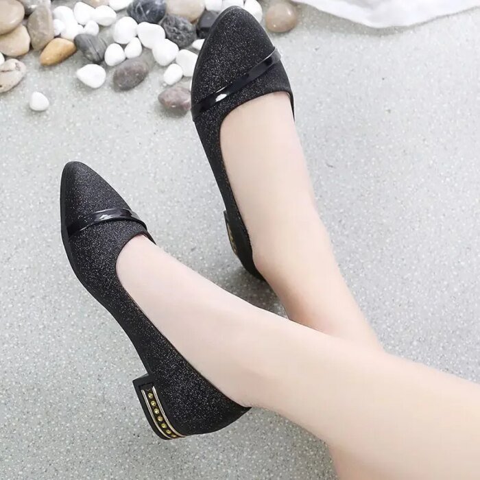 Pointed Toe Low Heel Elegant Shoes for Women Woman Pumps Y2k Fashion Popular Dress Stylish Footwear Genuine Mark Casual Non Slip - Image 5
