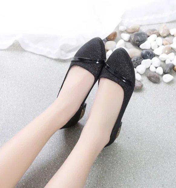 Pointed Toe Low Heel Elegant Shoes for Women Woman Pumps Y2k Fashion Popular Dress Stylish Footwear Genuine Mark Casual Non Slip