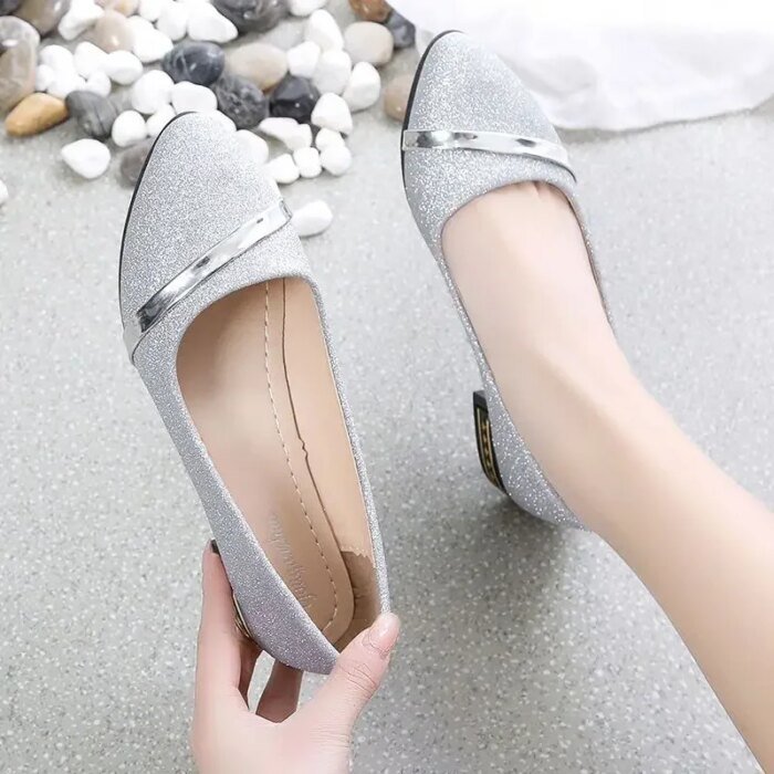 Pointed Toe Low Heel Elegant Shoes for Women Woman Pumps Y2k Fashion Popular Dress Stylish Footwear Genuine Mark Casual Non Slip - Image 4