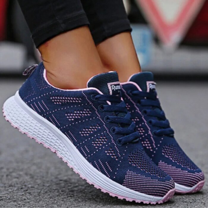2024 New Breathable Women's Sneakers Fashion Comfortable Outdoor Sneakers Women Mesh Fabric Lace Up Ladies Shoes Female Footwear - Image 3