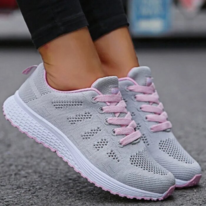 2024 New Breathable Women's Sneakers Fashion Comfortable Outdoor Sneakers Women Mesh Fabric Lace Up Ladies Shoes Female Footwear - Image 2