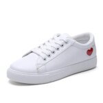 New student Korean version white shoes, women's heart-shaped flat bottom breathable casual women's board shoes, sports shoes - Image 5