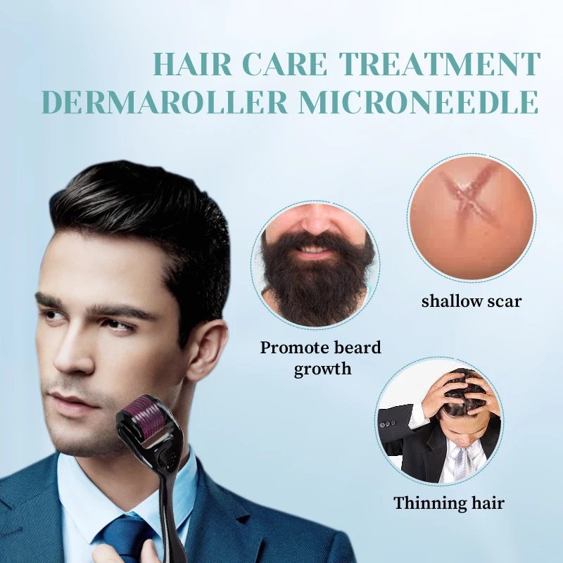 Micro Needling 540 Roller Derma Roller Professional Titanium Dermaroller 0.2/0.25/0.3mm Hair Regrowth Beard Growth Treatment