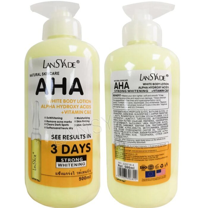 500ml Whitening Body Lotion ALPHA Hydroxy Acids+Vitamin C&E See Results In 3 Days Moisturizing Lightening Body Cream Lotion Skin - Image 1